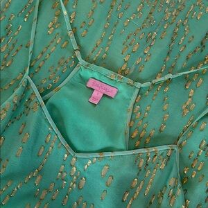 Lilly Pulitzer teal silk blend dress with gold details * sz S